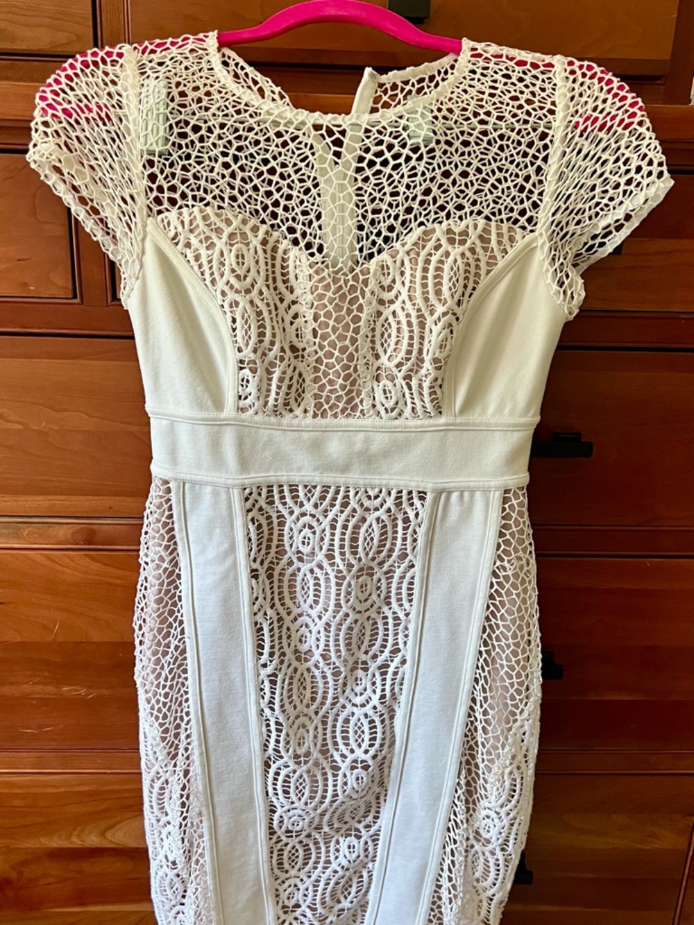 Anthropologie Maeve White Mesh   Midi Dress 2P